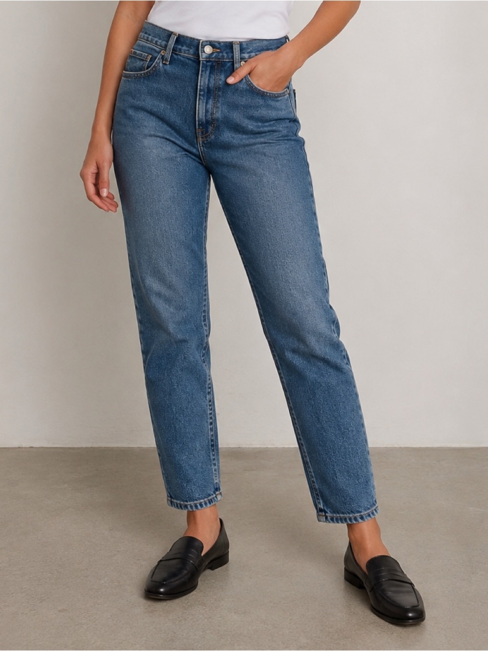 Everlane The Original Cheeky Jean Straight Fit Women’s 33” Waist Tall NWT Blue